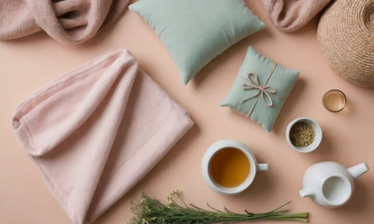 Minimalistyczne zdjęcie przedmiotów nawiązujących do połogu