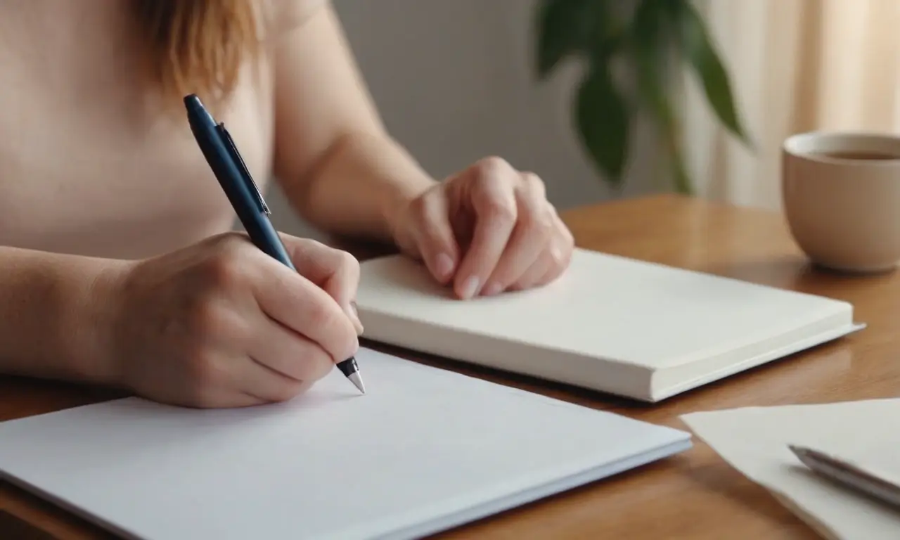 Kobieta pisząca w notatniku