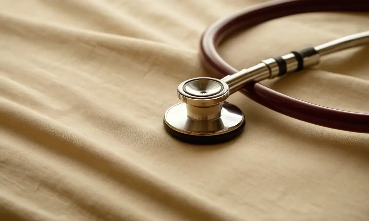 Lekarski stetoskop leżący na miękkim materiale